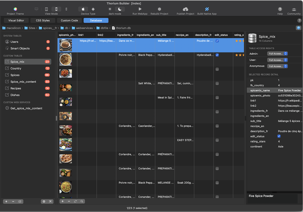Thorium Builder Database Manager